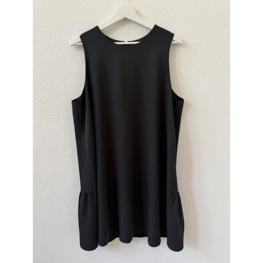 Chelsea28 Black Sleeveless Drop Waist Ruffle Hem Shift‎ Mini Dress XL